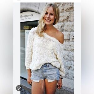 American Apparel Off-the-Shoulder Cream Sweater